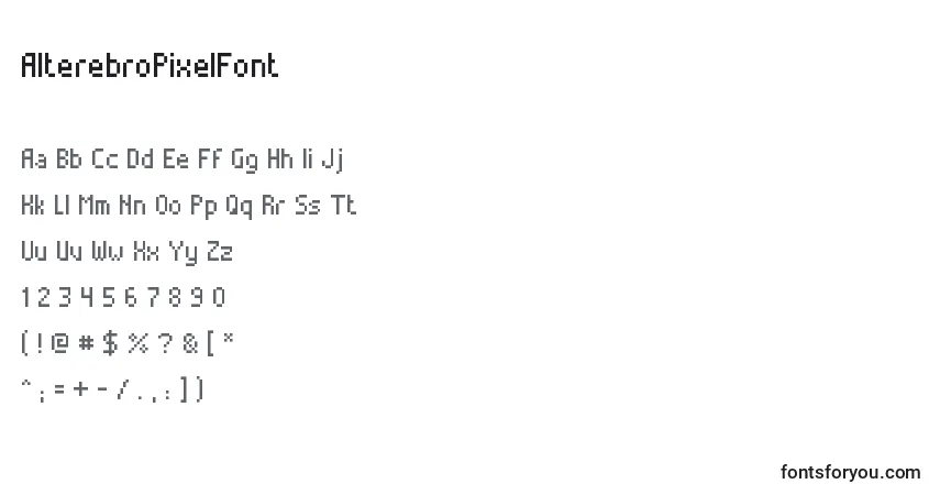 Шрифт AlterebroPixelFont – алфавит, цифры, специальные символы