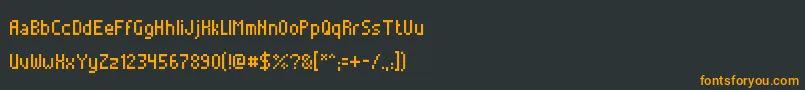 AlterebroPixelFont-fontti – oranssit fontit mustalla taustalla