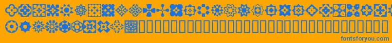 Fonte ItalianMosaicOrnaments – fontes azuis em um fundo laranja