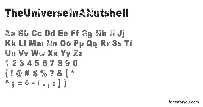 Fuente TheUniverseInANutshell - alfabeto, números, caracteres especiales
