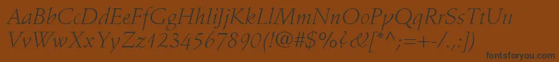 Шрифт StempelSchneidlerLtLightItalic – чёрные шрифты на коричневом фоне