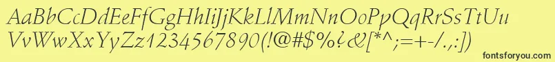 fuente StempelSchneidlerLtLightItalic – Fuentes Negras Sobre Fondo Amarillo