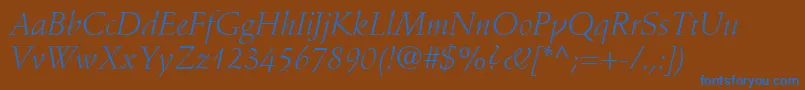 Шрифт StempelSchneidlerLtLightItalic – синие шрифты на коричневом фоне