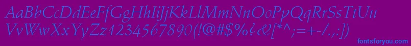 Шрифт StempelSchneidlerLtLightItalic – синие шрифты на фиолетовом фоне