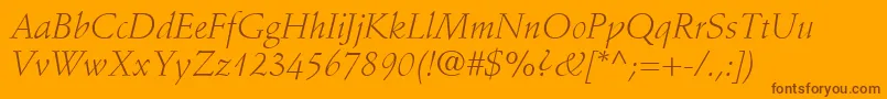 フォントStempelSchneidlerLtLightItalic – オレンジの背景に茶色のフォント