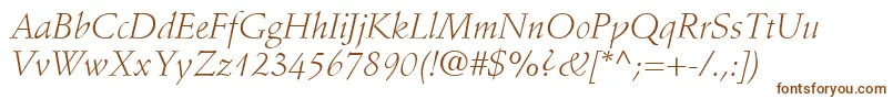 StempelSchneidlerLtLightItalic Font – Brown Fonts on White Background