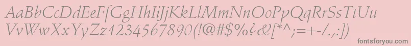 Fonte StempelSchneidlerLtLightItalic – fontes cinzas em um fundo rosa