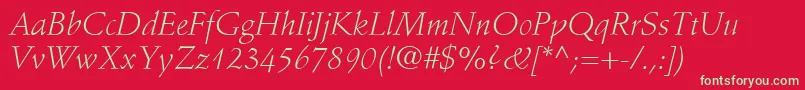 Czcionka StempelSchneidlerLtLightItalic – zielone czcionki na czerwonym tle