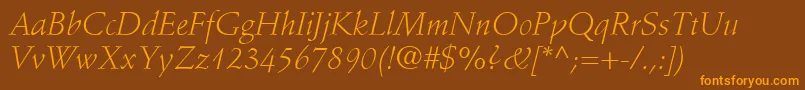 More about StempelSchneidlerLtLightItalic Font StempelSchneidlerLtLightItalic Font – Orange Fonts on Brown Background