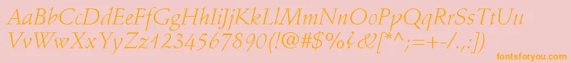 StempelSchneidlerLtLightItalic-fontti – oranssit fontit vaaleanpunaisella taustalla