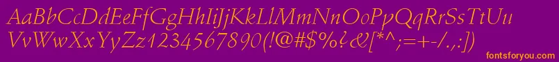 StempelSchneidlerLtLightItalic Font – Orange Fonts on Purple Background