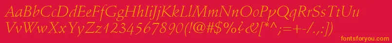 fuente StempelSchneidlerLtLightItalic – Fuentes Naranjas Sobre Fondo Rojo