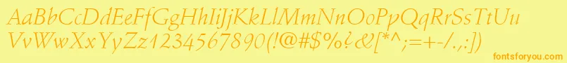 StempelSchneidlerLtLightItalic Font – Orange Fonts on Yellow Background