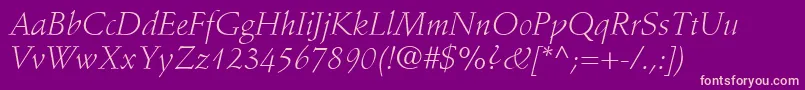 フォントStempelSchneidlerLtLightItalic – 紫の背景にピンクのフォント