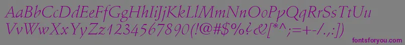 More about StempelSchneidlerLtLightItalic Font StempelSchneidlerLtLightItalic Font – Purple Fonts on Gray Background
