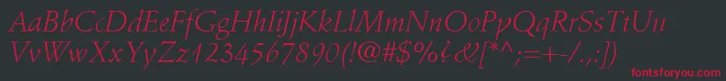 StempelSchneidlerLtLightItalic Font – Red Fonts on Black Background