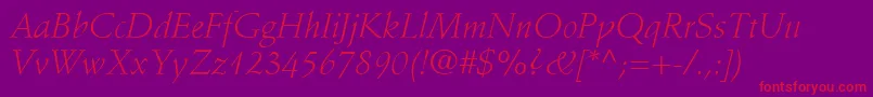 StempelSchneidlerLtLightItalic Font – Red Fonts on Purple Background