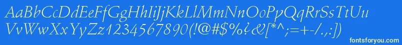 fuente StempelSchneidlerLtLightItalic – Fuentes Amarillas Sobre Fondo Azul