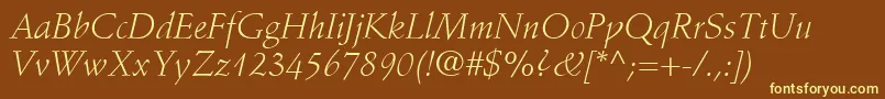 StempelSchneidlerLtLightItalic Font – Yellow Fonts on Brown Background