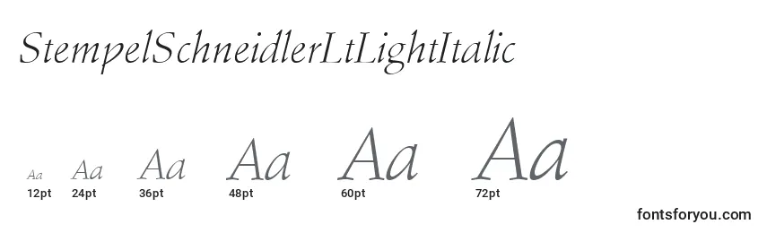 Размеры шрифта StempelSchneidlerLtLightItalic