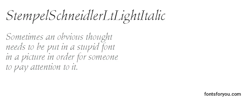 Review of the StempelSchneidlerLtLightItalic Font