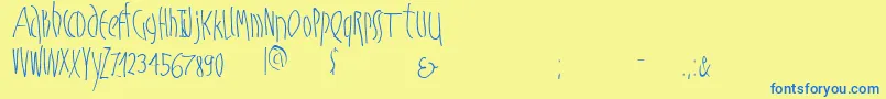 Шрифт Mkschmalhands – синие шрифты на жёлтом фоне