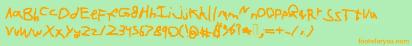 Cartoonfont-fontti – oranssit fontit vihreällä taustalla