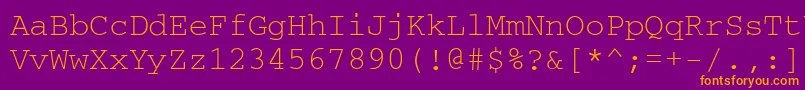 Weitere Informationen zur Courierisoctt-Schriftart Courierisoctt-Schriftart – Orangefarbene Schriften auf violettem Hintergrund