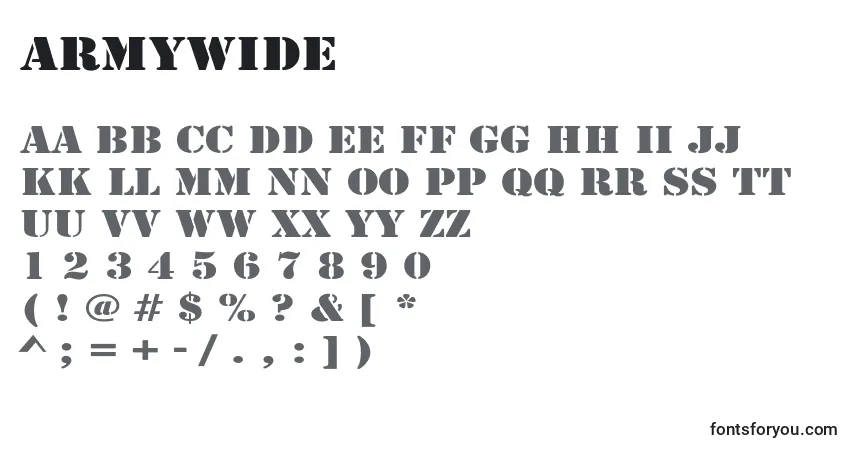 Шрифт ArmyWide – алфавит, цифры, специальные символы