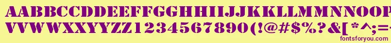 ArmyWide-fontti – violetit fontit keltaisella taustalla