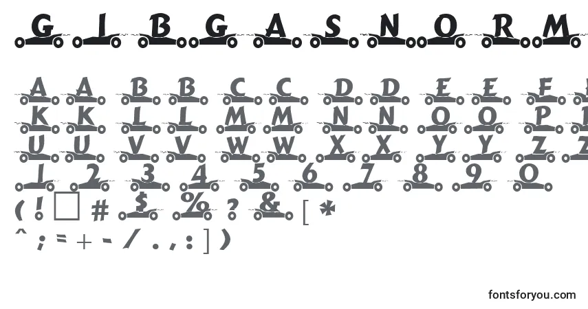 Czcionka GibgasNormal – alfabet, cyfry, specjalne znaki