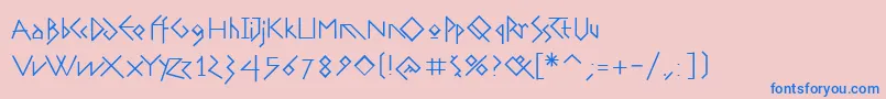 フォントGreekish – ピンクの背景に青い文字