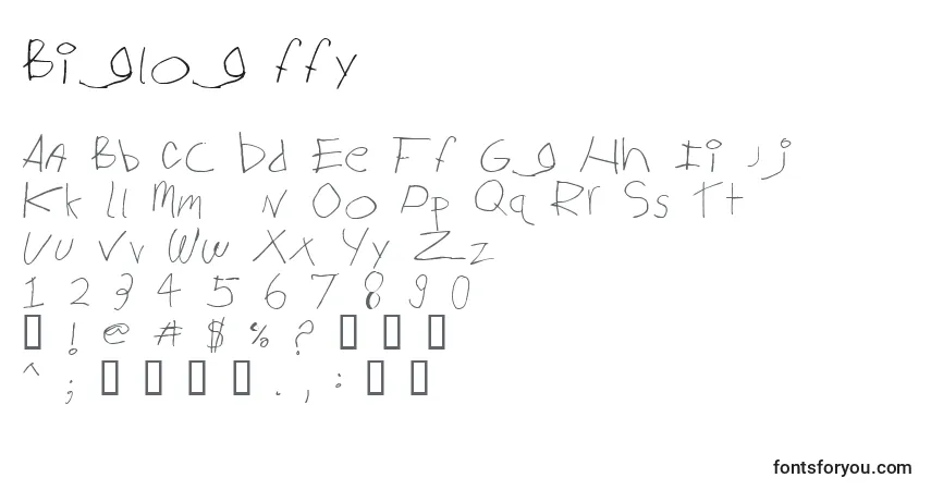 Fuente Biglog ffy - alfabeto, números, caracteres especiales