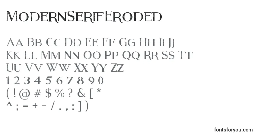 Fuente ModernSerifEroded - alfabeto, números, caracteres especiales