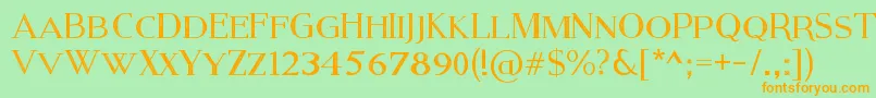 フォントModernSerifEroded – オレンジの文字が緑の背景にあります。