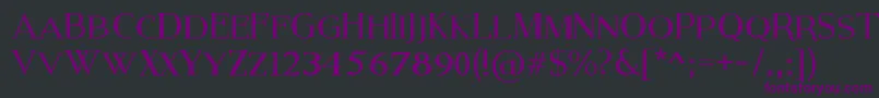 Czcionka ModernSerifEroded – fioletowe czcionki na czarnym tle