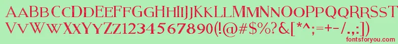 Czcionka ModernSerifEroded – czerwone czcionki na zielonym tle