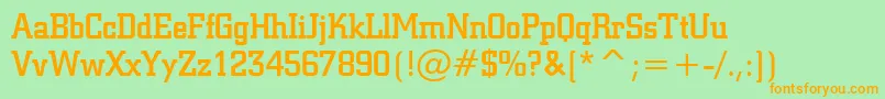 フォントSquareSlabserif711MediumBt – オレンジの文字が緑の背景にあります。