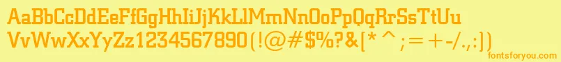 フォントSquareSlabserif711MediumBt – オレンジの文字が黄色の背景にあります。