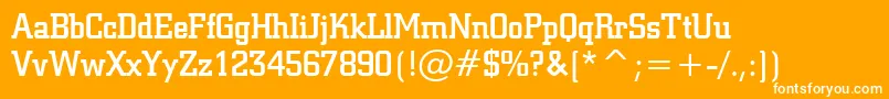 SquareSlabserif711MediumBt-Schriftart – Weiße Schriften auf orangefarbenem Hintergrund
