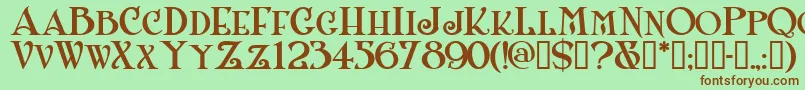 Shangrilanfsmallcaps-Schriftart – Braune Schriften auf grünem Hintergrund