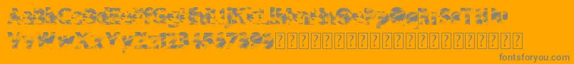 Camowear-Schriftart – Graue Schriften auf orangefarbenem Hintergrund