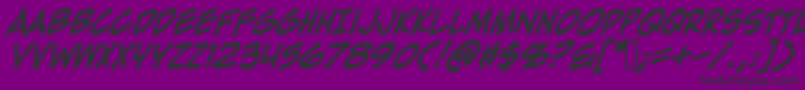 ZapRaygunV2.0Italic Font – Black Fonts on Purple Background