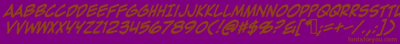 ZapRaygunV2.0Italic Font – Brown Fonts on Purple Background