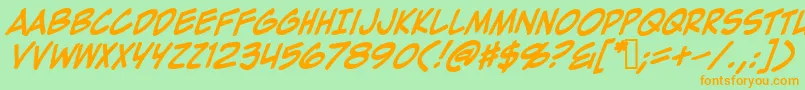 ZapRaygunV2.0Italic Font – Orange Fonts on Green Background