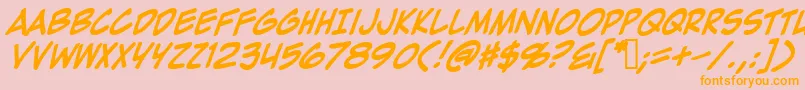 ZapRaygunV2.0Italic-fontti – oranssit fontit vaaleanpunaisella taustalla