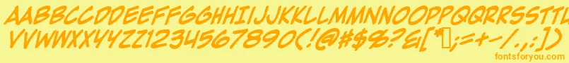 ZapRaygunV2.0Italic Font – Orange Fonts on Yellow Background