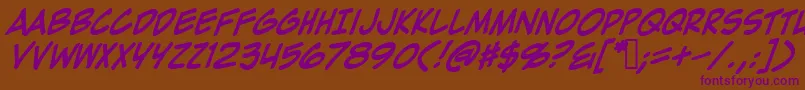 Police ZapRaygunV2.0Italic – polices violettes sur fond brun