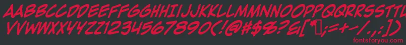 Шрифт ZapRaygunV2.0Italic – красные шрифты на чёрном фоне