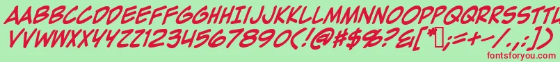 ZapRaygunV2.0Italic Font – Red Fonts on Green Background